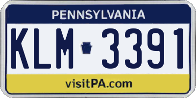 PA license plate KLM3391