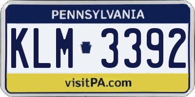 PA license plate KLM3392