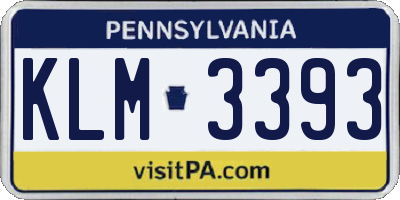 PA license plate KLM3393