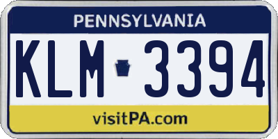PA license plate KLM3394