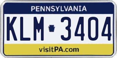 PA license plate KLM3404