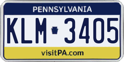 PA license plate KLM3405