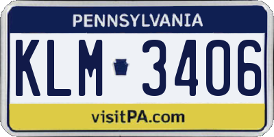 PA license plate KLM3406