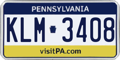 PA license plate KLM3408