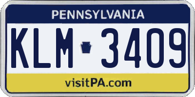 PA license plate KLM3409