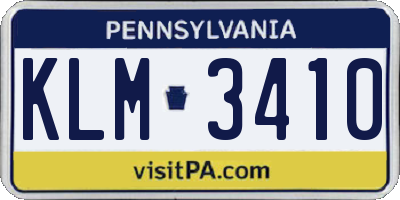 PA license plate KLM3410