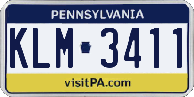 PA license plate KLM3411