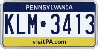 PA license plate KLM3413