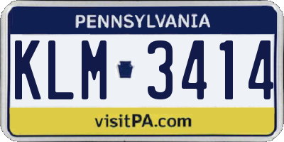 PA license plate KLM3414