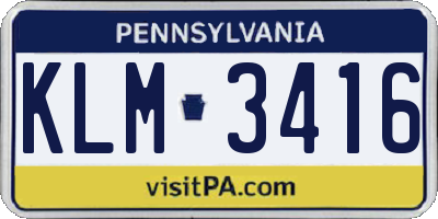 PA license plate KLM3416