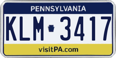 PA license plate KLM3417