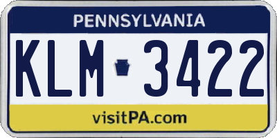 PA license plate KLM3422