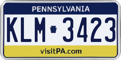 PA license plate KLM3423