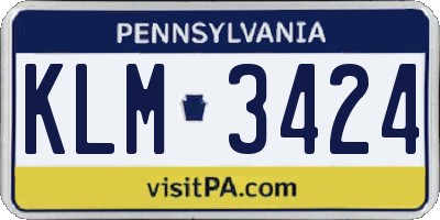 PA license plate KLM3424