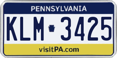 PA license plate KLM3425