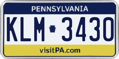 PA license plate KLM3430