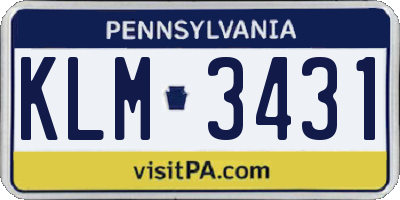 PA license plate KLM3431
