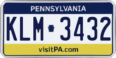 PA license plate KLM3432