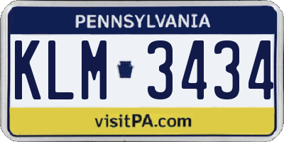 PA license plate KLM3434
