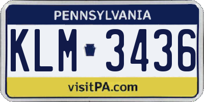 PA license plate KLM3436