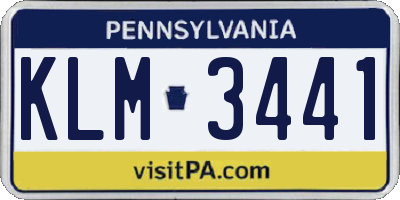 PA license plate KLM3441