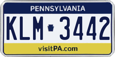 PA license plate KLM3442