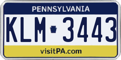 PA license plate KLM3443