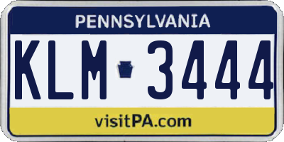 PA license plate KLM3444