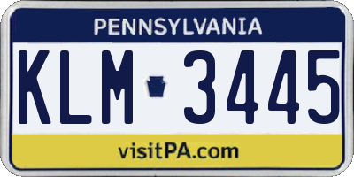 PA license plate KLM3445