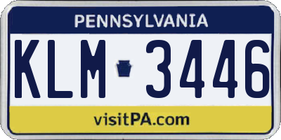 PA license plate KLM3446