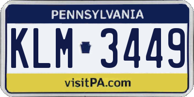 PA license plate KLM3449