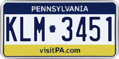 PA license plate KLM3451
