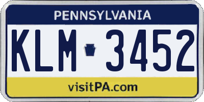 PA license plate KLM3452