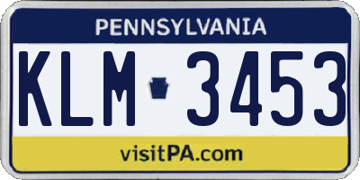 PA license plate KLM3453