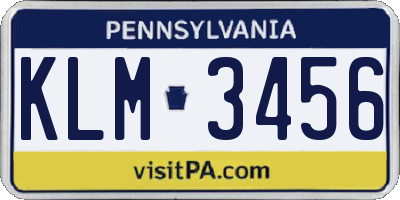 PA license plate KLM3456