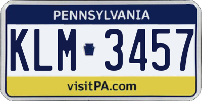 PA license plate KLM3457