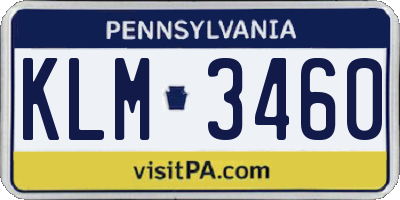 PA license plate KLM3460