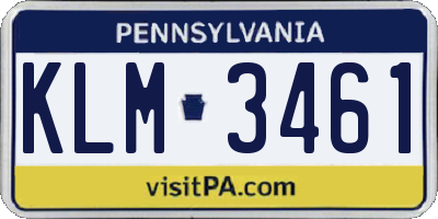 PA license plate KLM3461