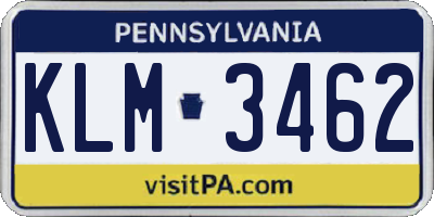 PA license plate KLM3462