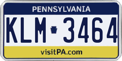PA license plate KLM3464