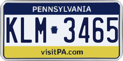 PA license plate KLM3465