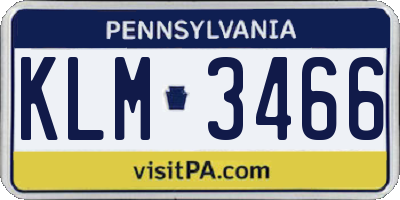 PA license plate KLM3466