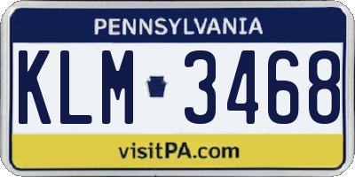 PA license plate KLM3468