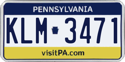 PA license plate KLM3471