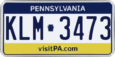 PA license plate KLM3473