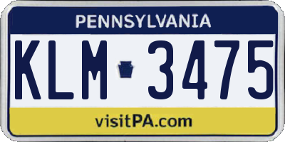 PA license plate KLM3475