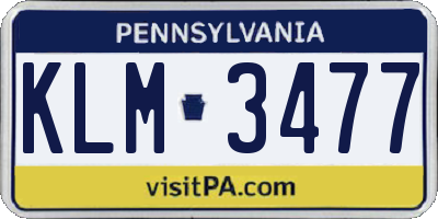 PA license plate KLM3477