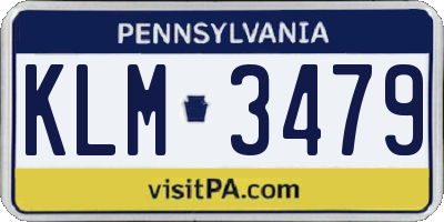 PA license plate KLM3479