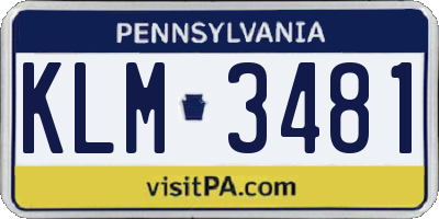 PA license plate KLM3481