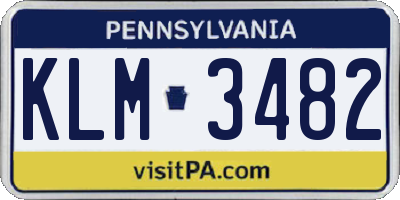 PA license plate KLM3482